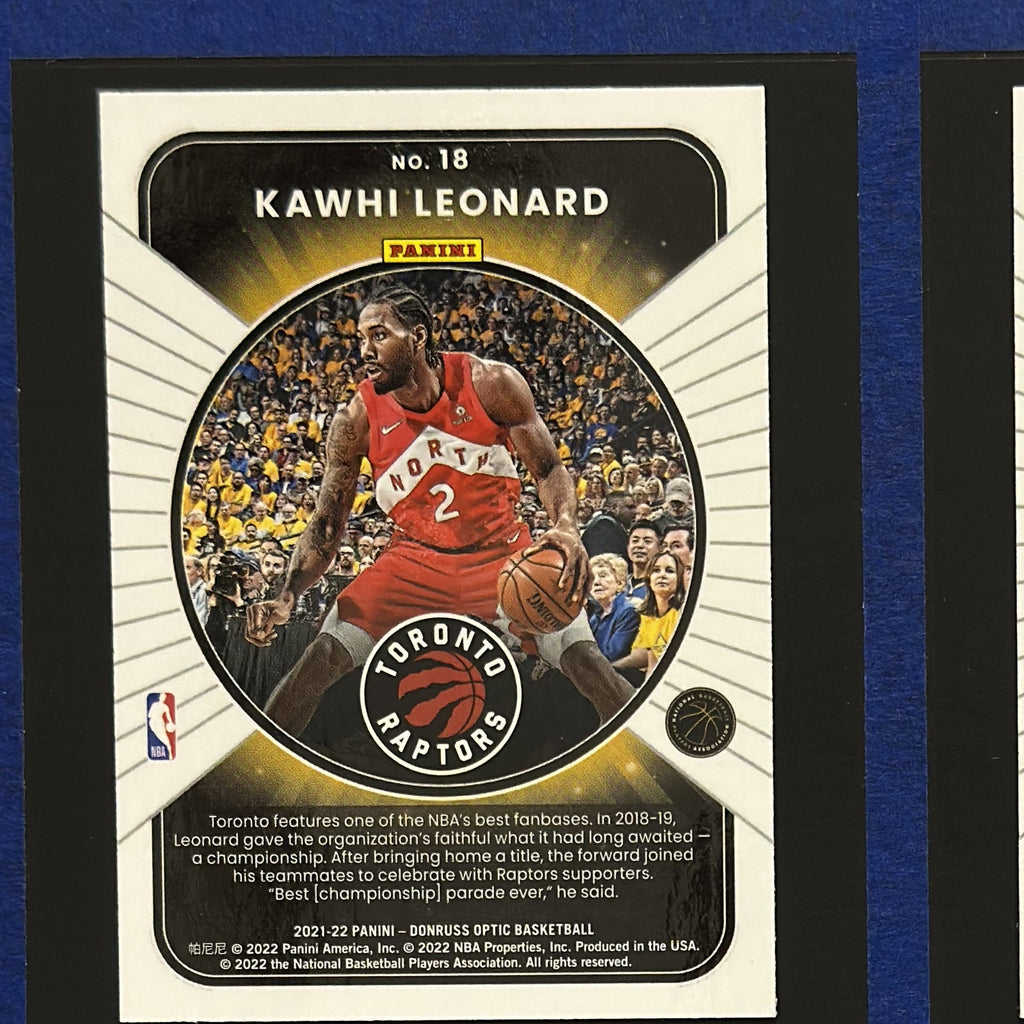 2021-22 Panini Donruss Optic Winner Stays Kawhi Leonard #18 — back view