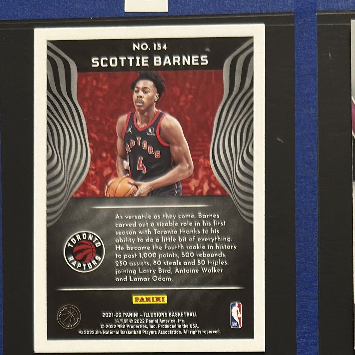 2021-22 Panini Illusions Scottie Barnes RC #154 — back view