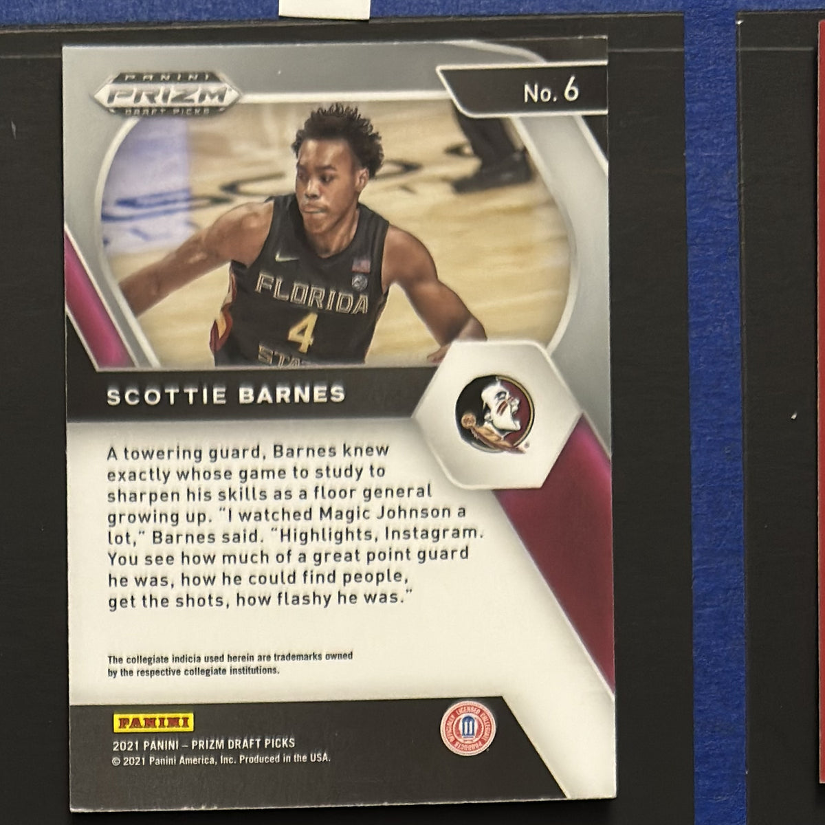 2021 Panini Prizm Draft Picks Scottie Barnes RC #6 back