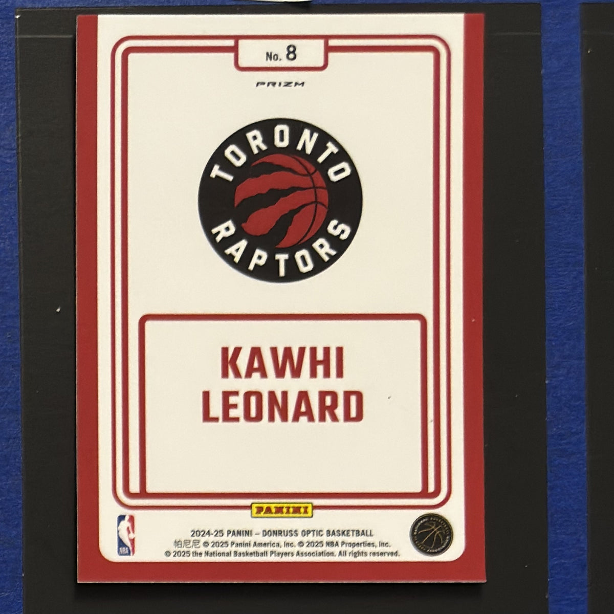 2024-25 Panini Donruss Optic Winner Stays Silver Kawhi Leonard #8 — back view