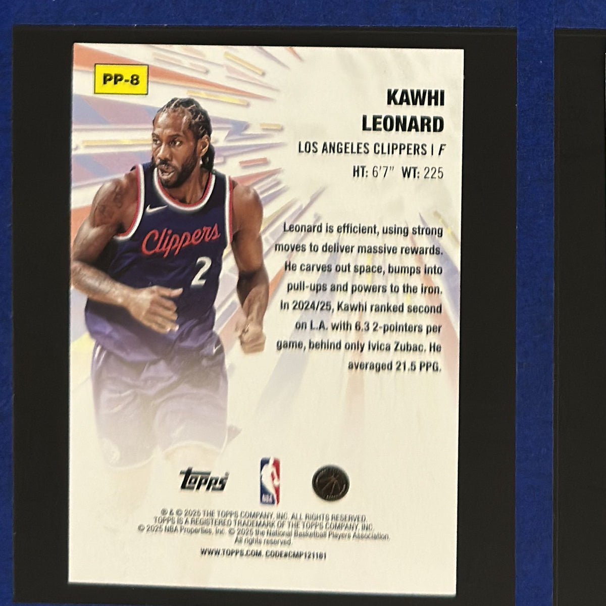 2025-26 Topps Power Players Kawhi Leonard #PP-8 back