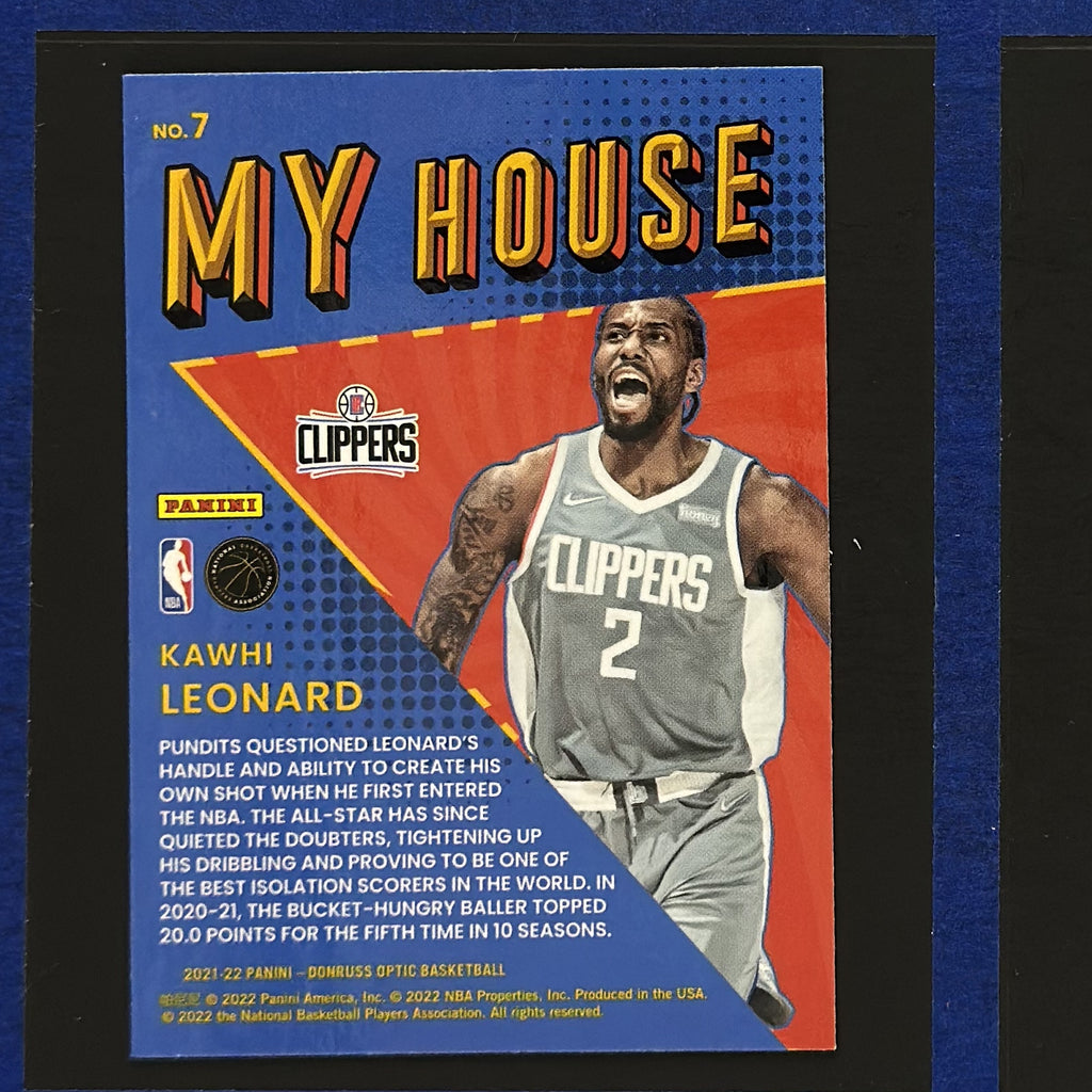 2021-22 Panini Donruss Optic My House! Kawhi Leonard #7 — back view
