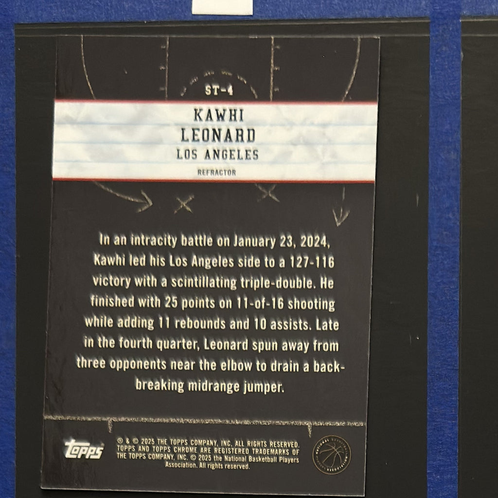 2024-25 Topps Chrome Show and Tell Silver Kawhi Leonard #ST-4 — back view