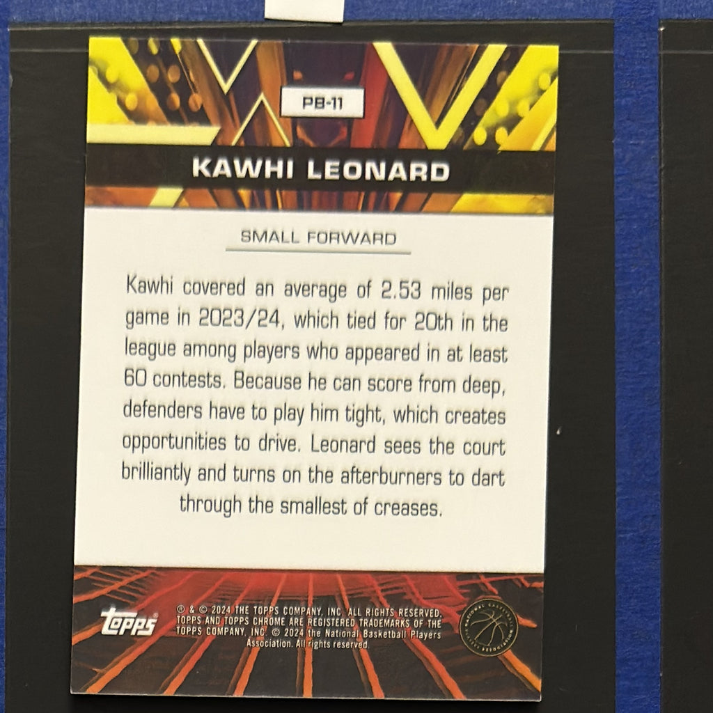 2023-24 Topps Chrome Power Boosters Refractor Kawhi Leonard #PB-11 — back view