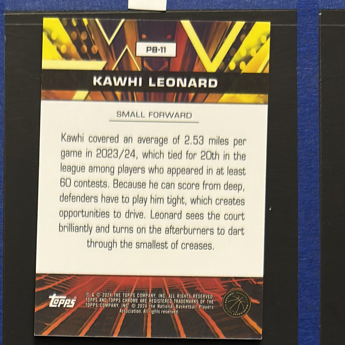 2023-24 Topps Chrome Power Boosters Refractor Kawhi Leonard #PB-11 — back view