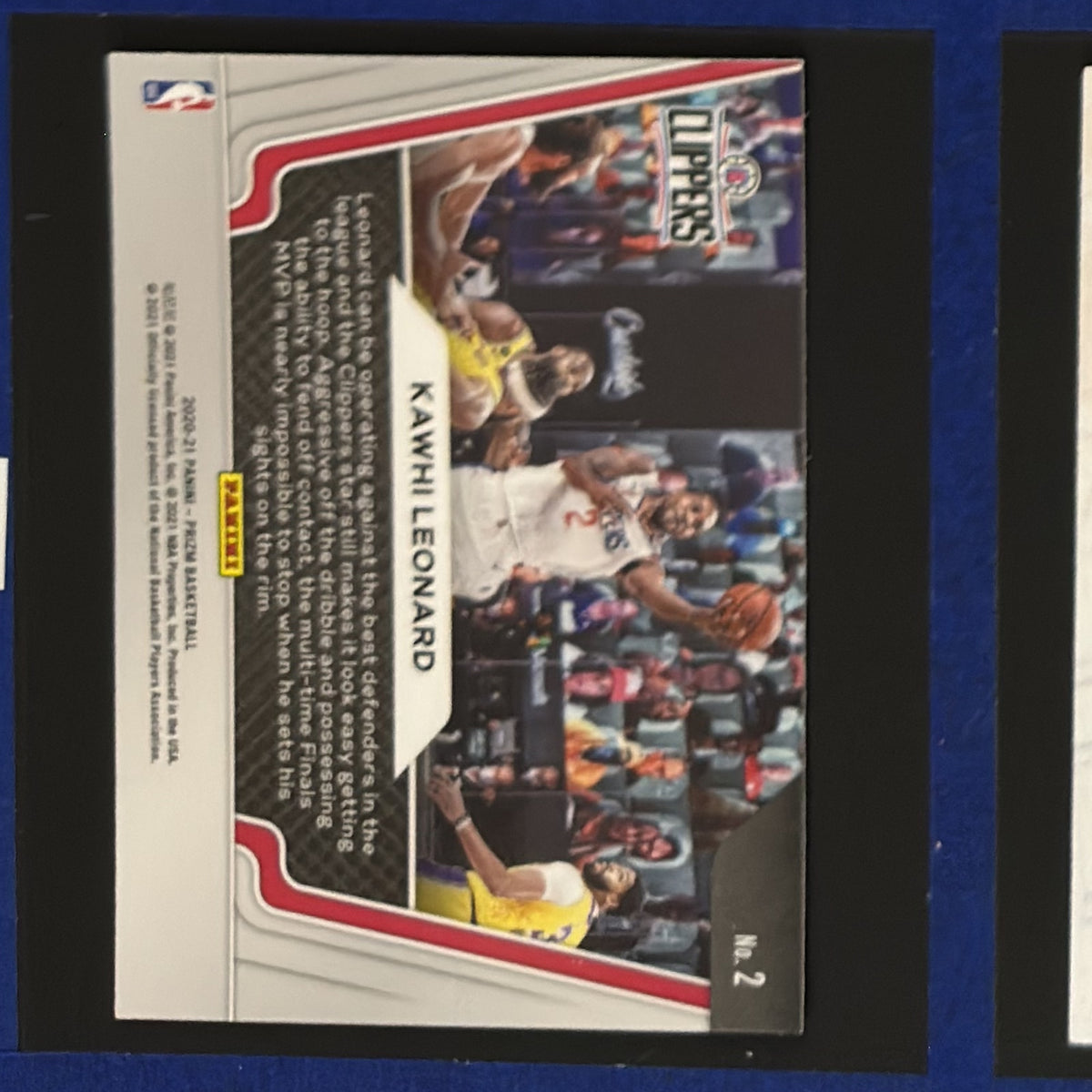 2020-21 Panini Prizm Widescreen Kawhi Leonard #2 — back view