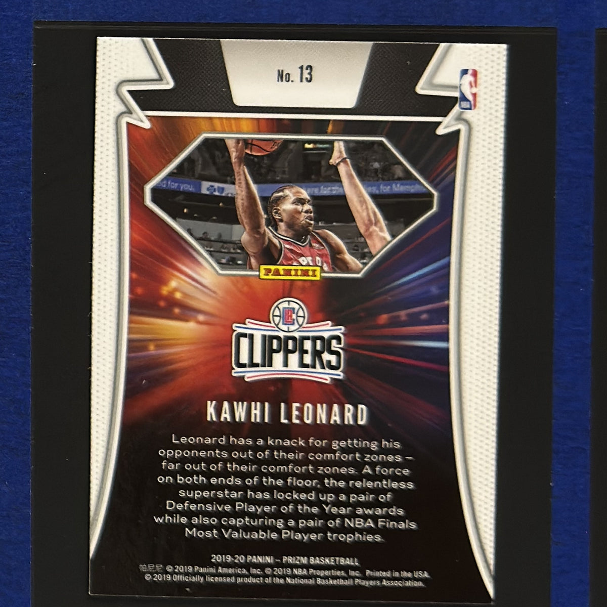 2019-20 Panini Prizm Far Out! Kawhi Leonard #13 — back view
