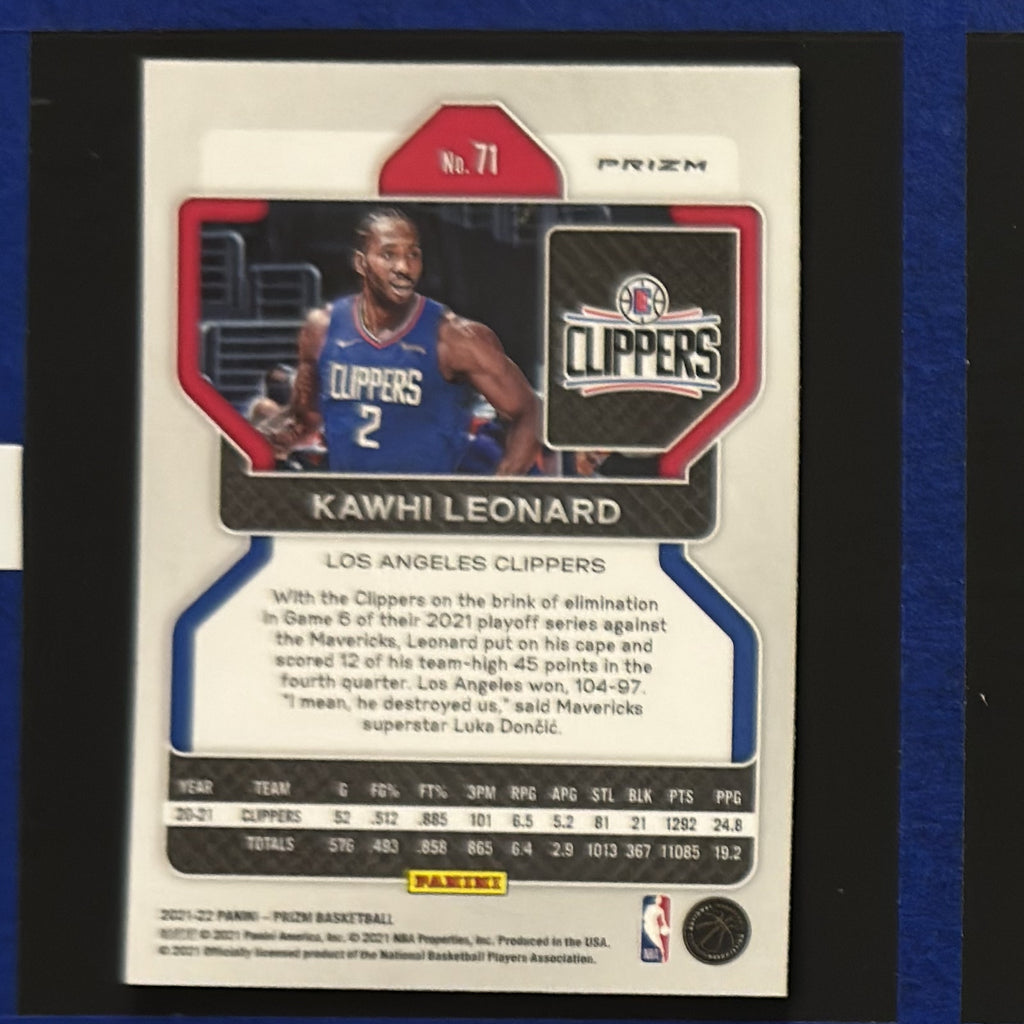 2021-22 Panini Prizm Cracked Ice Kawhi Leonard #71 — back view