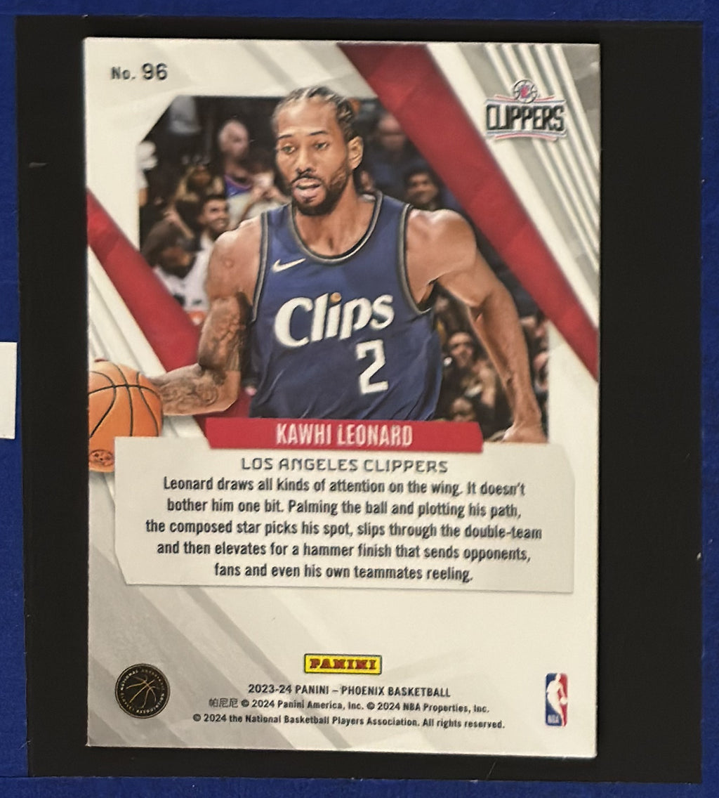 2023-24 Panini Phoenix Teal Lazer Kawhi Leonard #96 — back view
