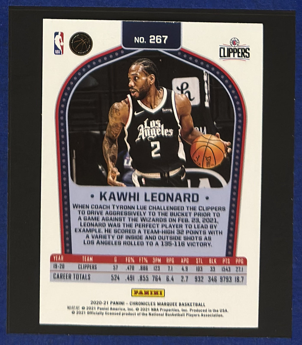 2020-21 Panini Chronicles Marquee Kawhi Leonard #267 back