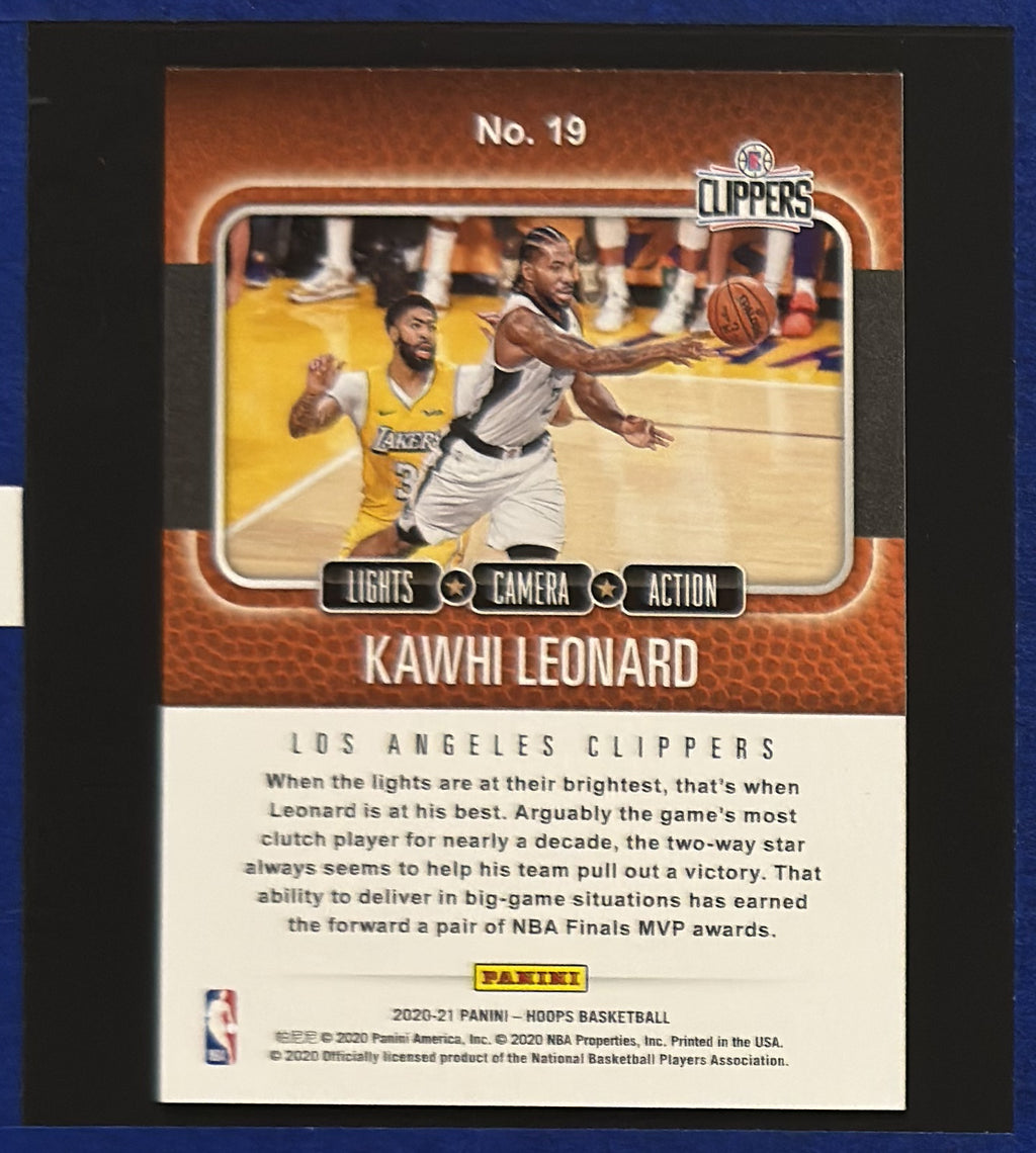 2020-21 Panini NBA Hoops Lights Camera Action Kawhi Leonard #19 back