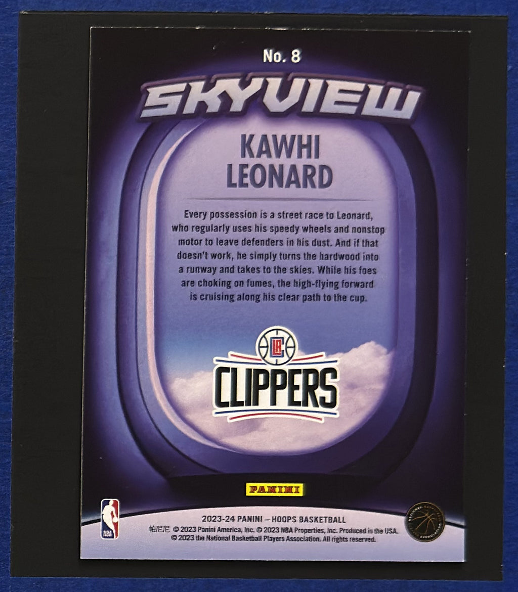 2023-24 Panini NBA Hoops Skyview Winter Kawhi Leonard #8 — back view