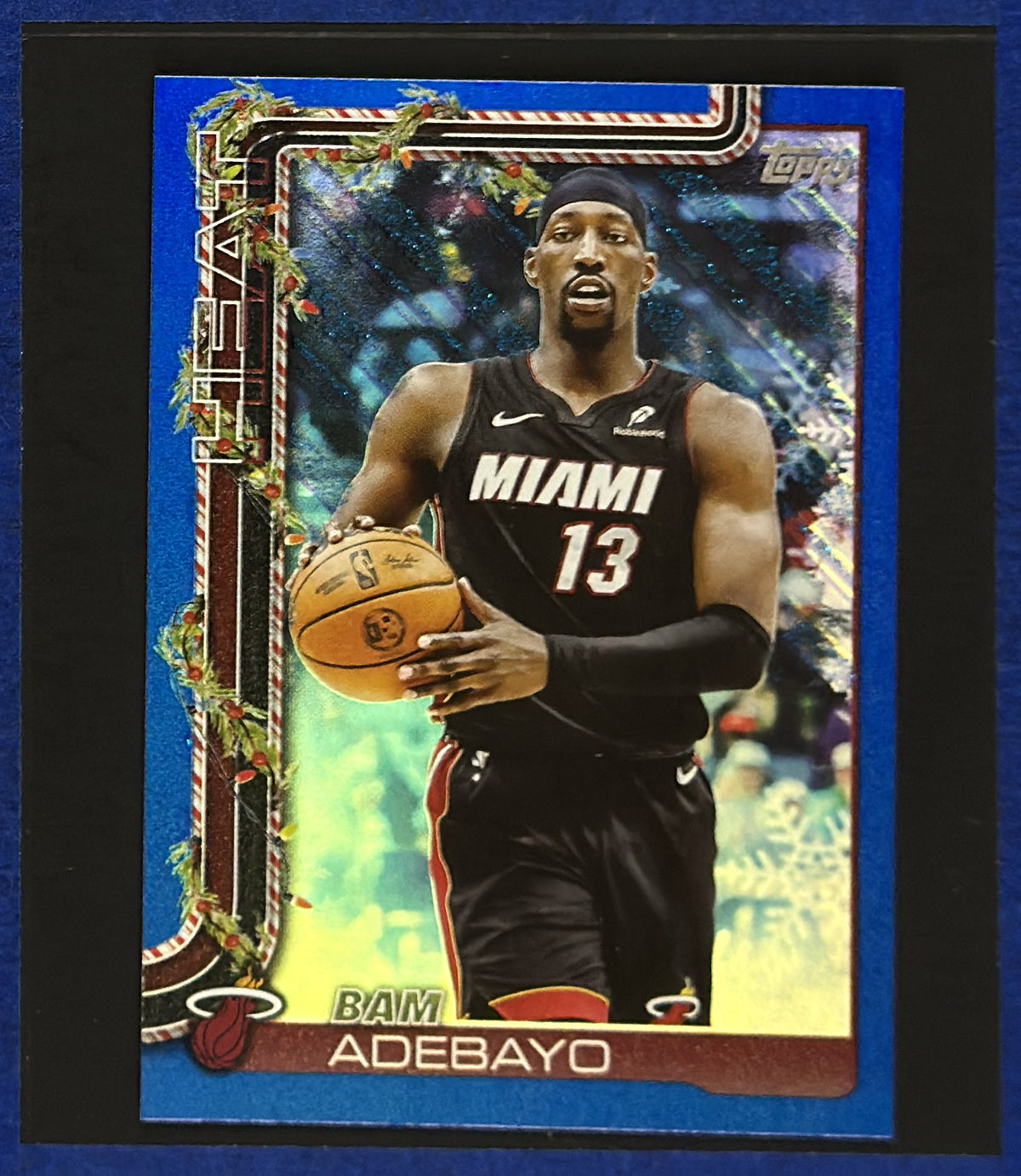 2025-26 Topps Holiday Blue Silver Glitter Bam Adebayo #H60 — front view