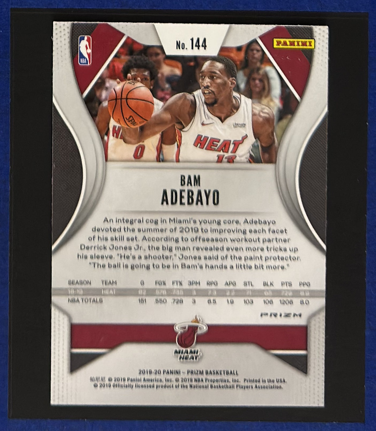 2019-20 Panini Prizm Silver Bam Adebayo #144 — back view