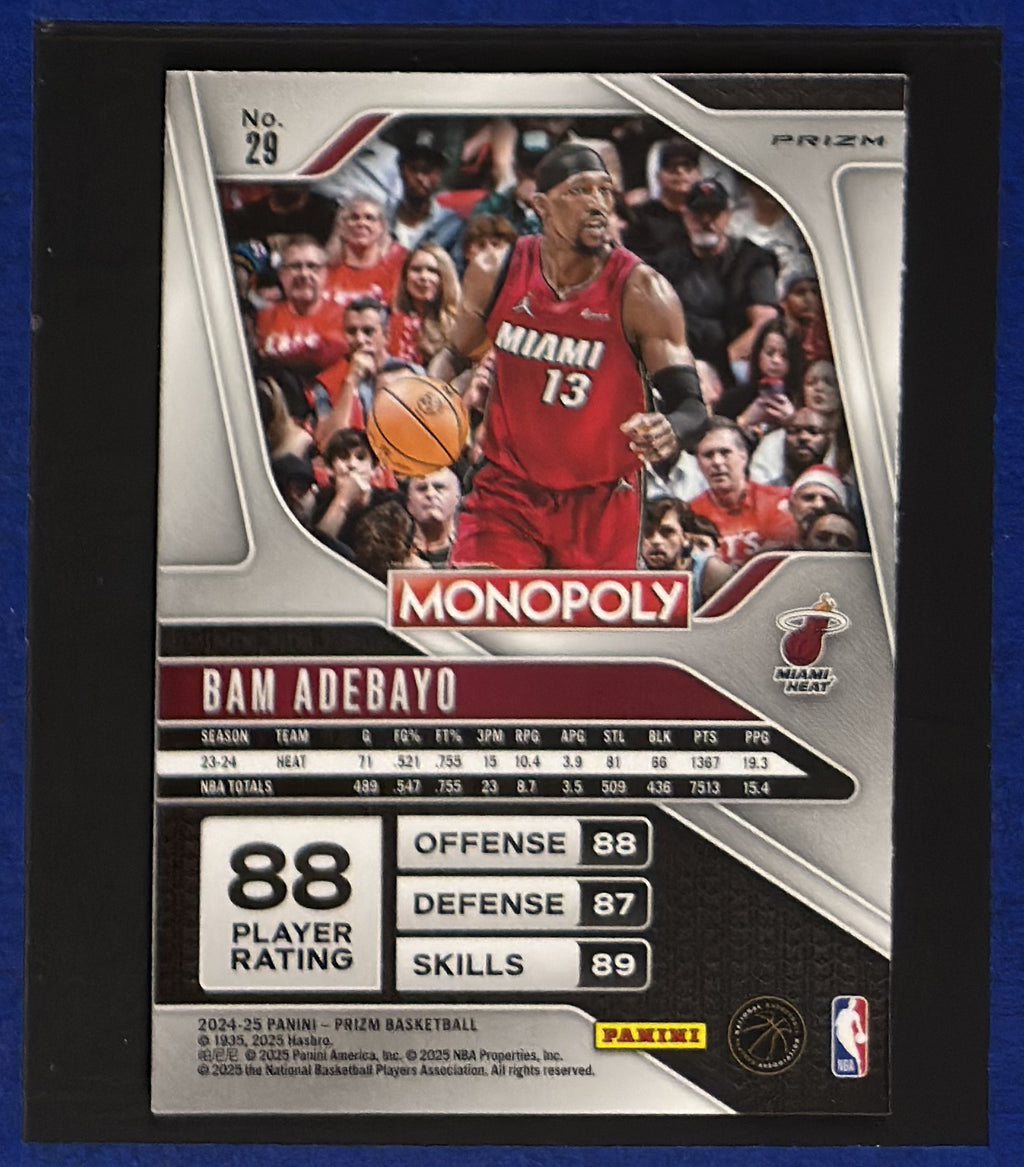 2024-25 Panini Prizm Monopoly Red Wave Bam Adebayo #29 back