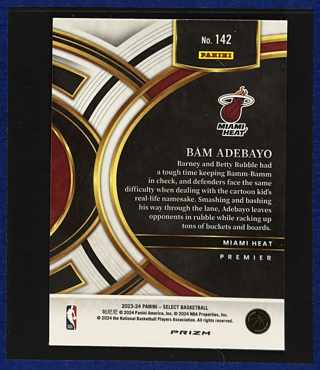 2023-24 Panini Select Premier Level Silver Bam Adebayo #142 — back view