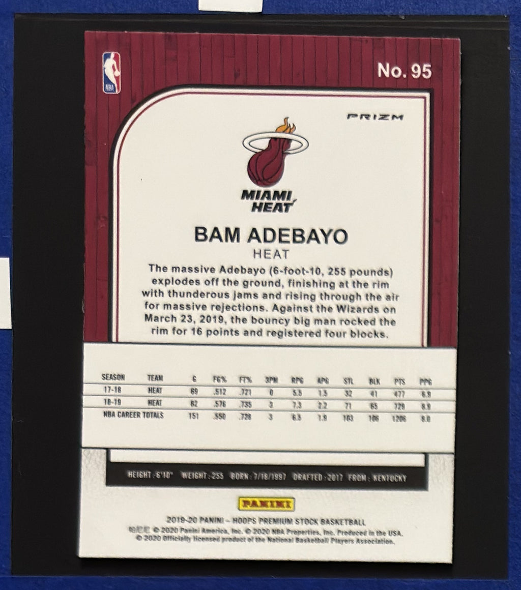 2019-20 Panini NBA Hoops Premium Stock Silver Laser Bam Adebayo #95 back