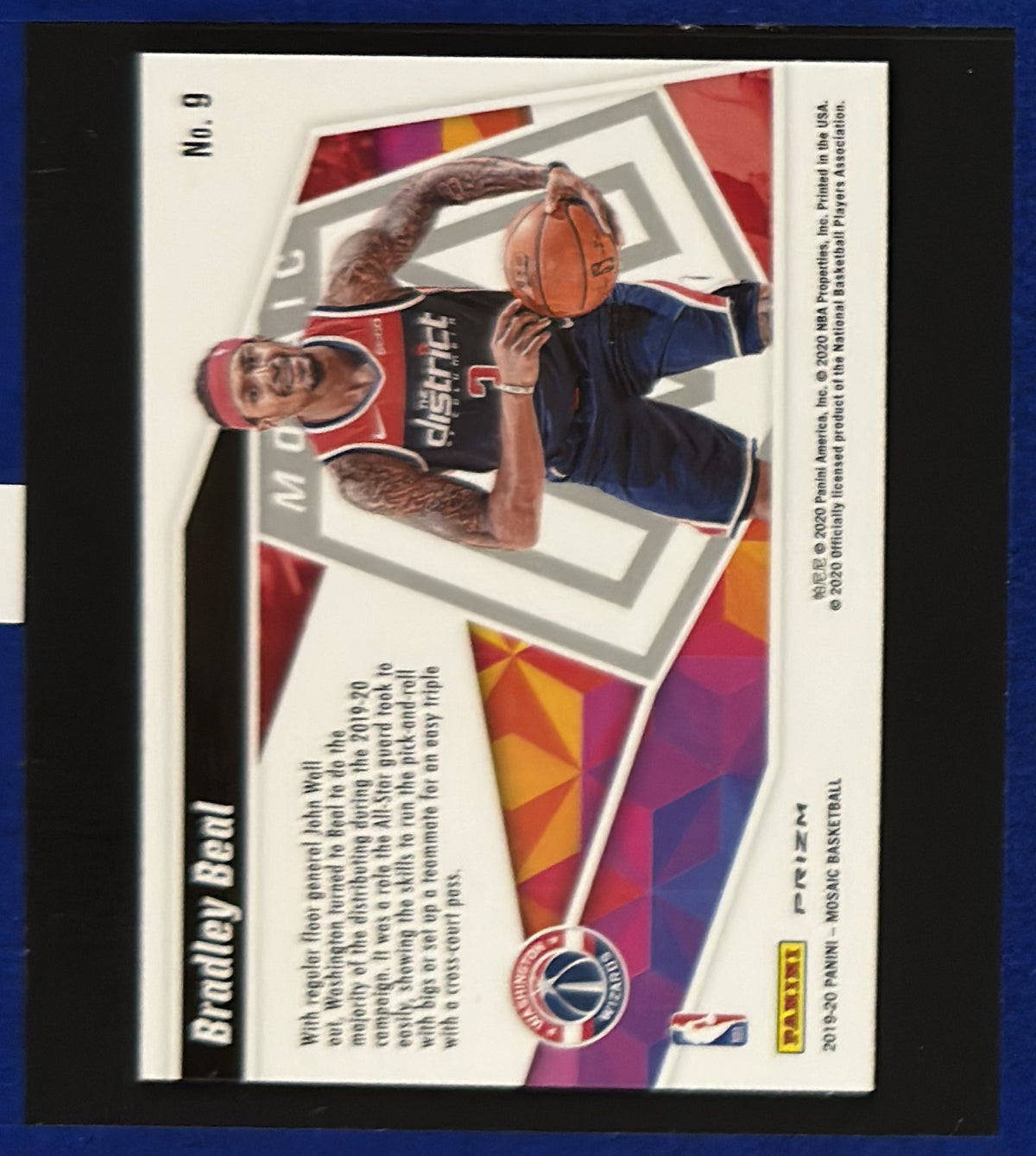 2019-20 Panini Mosaic Give and Go Green Mosaic Bradley Beal #9 — back view