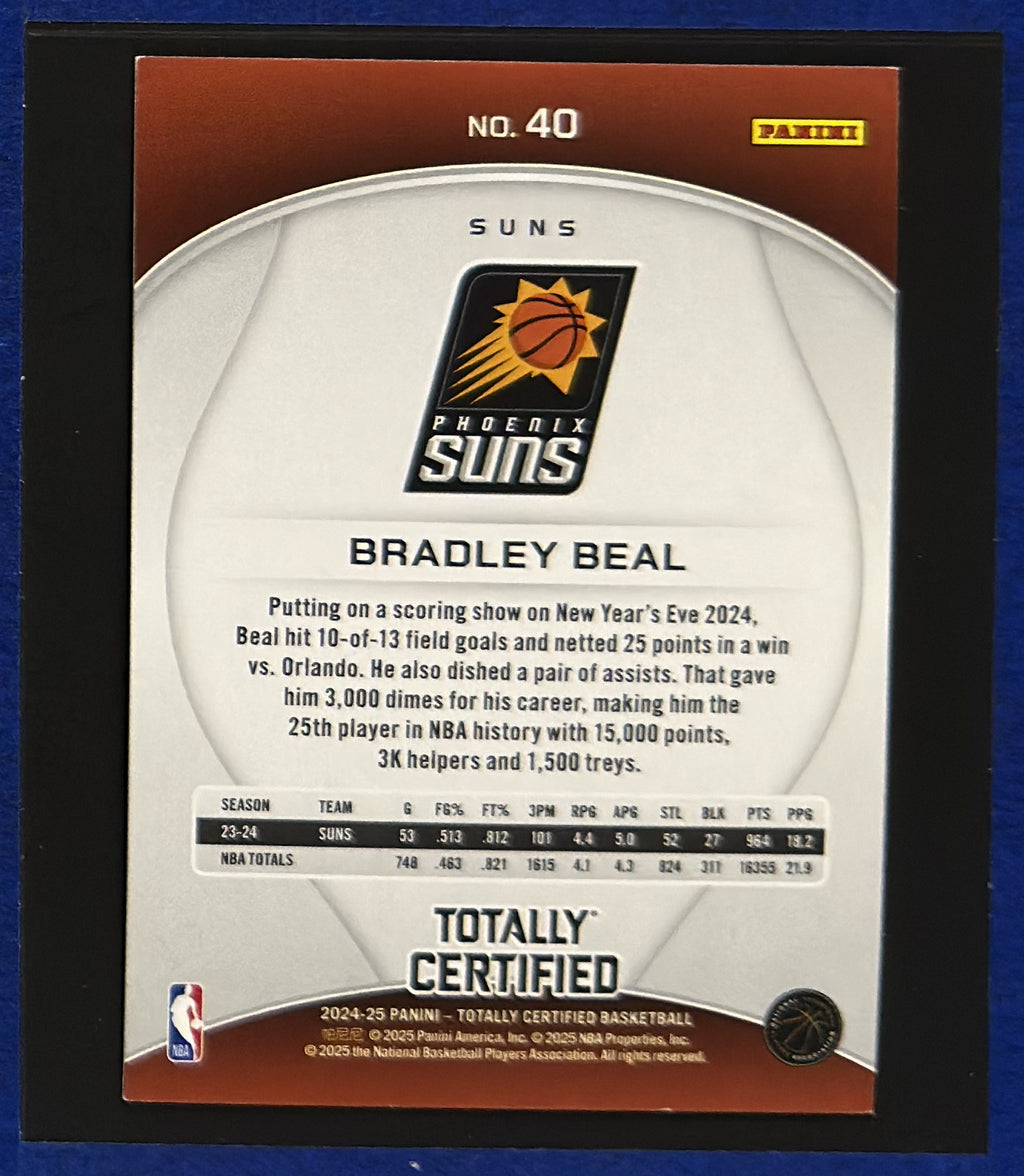 2024-25 Panini Totally Certified Mirror Bradley Beal #40 — back view
