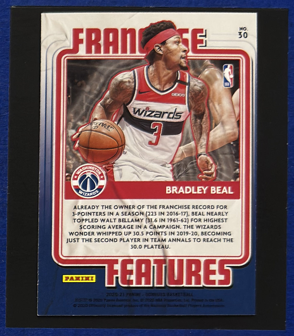 2020-21 Panini Donruss Franchise Features Bradley Beal #30 — back view