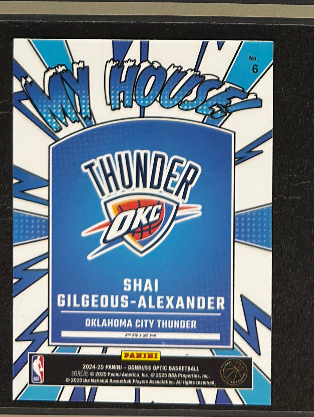 2024-25 Panini Donruss Optic Purple My House! Shai Gilgeous-Alexander #6 — back view
