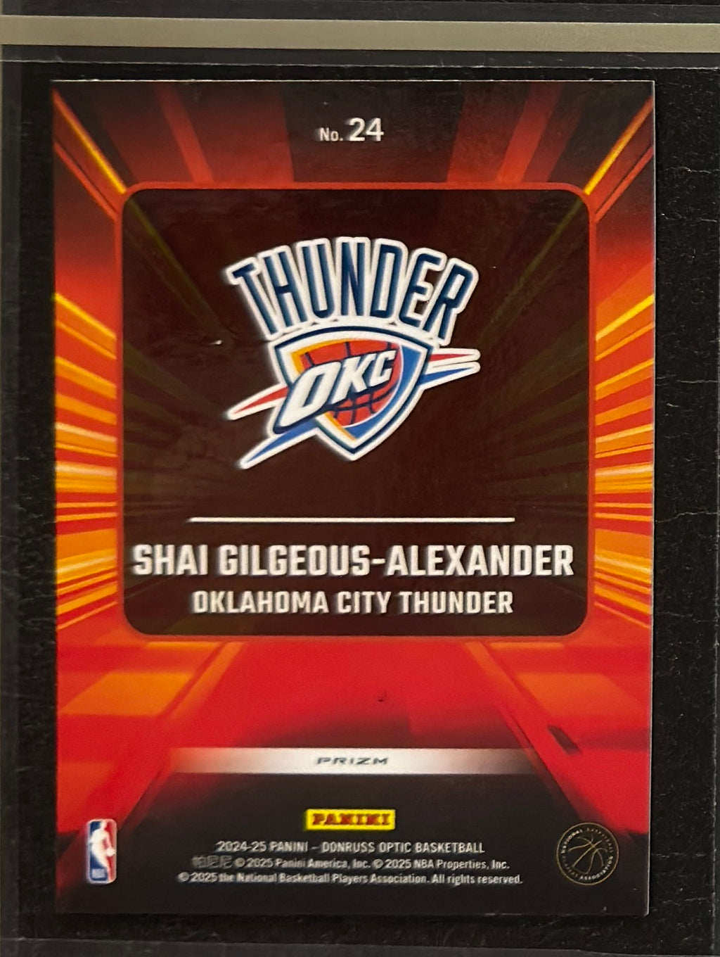 2024-25 Panini Donruss Optic Express Lane Purple Holo Prizm Shai Gilgeous-Alexander #24 — back view