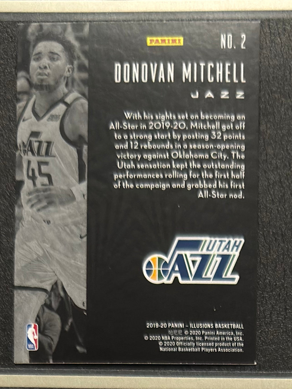 2019-20 Panini Illusions Emerald Donovan Mitchell #2 — back view