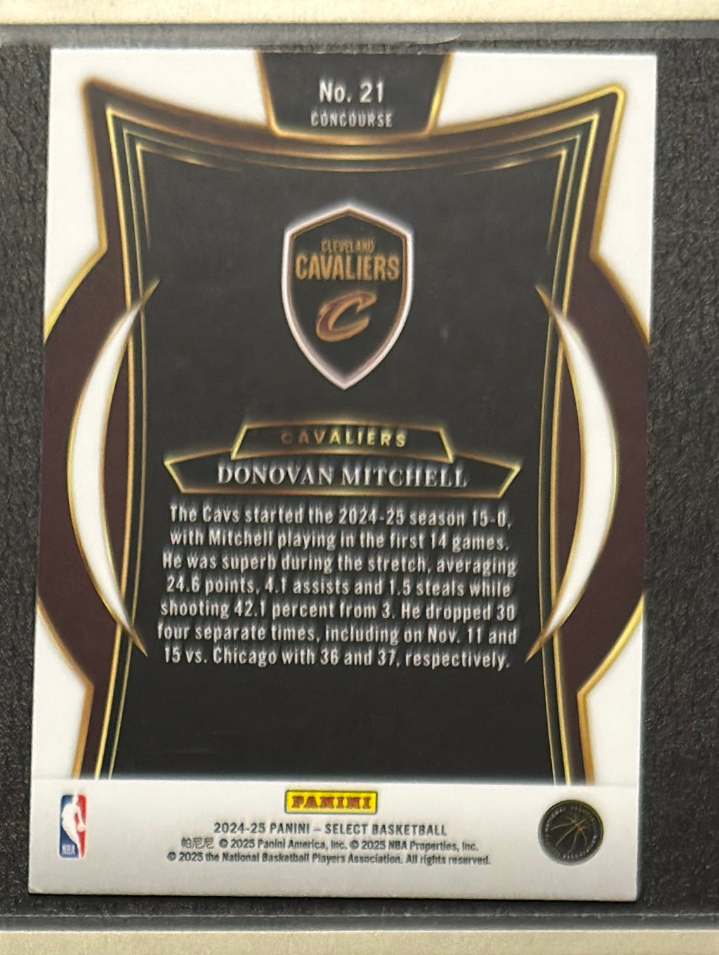 2024-25 Panini Select Concourse Blue Donovan Mitchell #21 — back view
