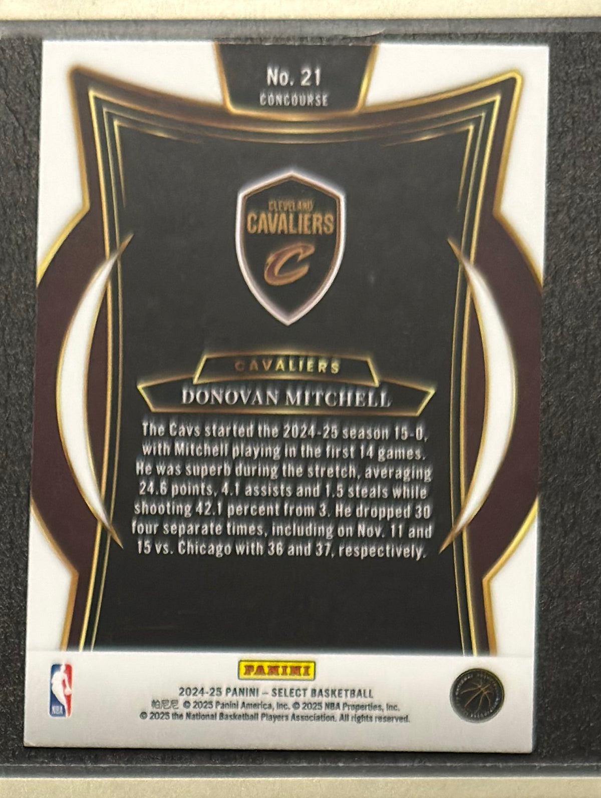 2024-25 Panini Select Concourse Blue Donovan Mitchell #21 — back view