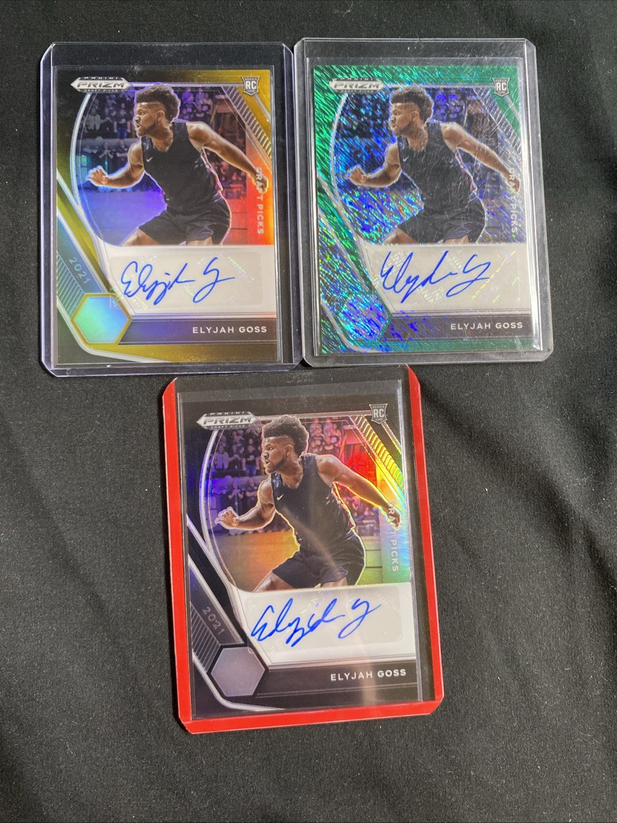 2021 Panini Prizm Draft Picks Elijah Goss RC Auto Rainbow — photo 12 of 15