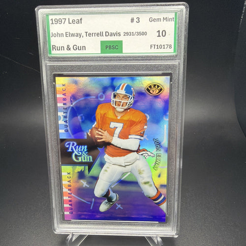 1997 Leaf Run And Gun Elway/Davis /3500 PBSC 10 — photo 1 of 2