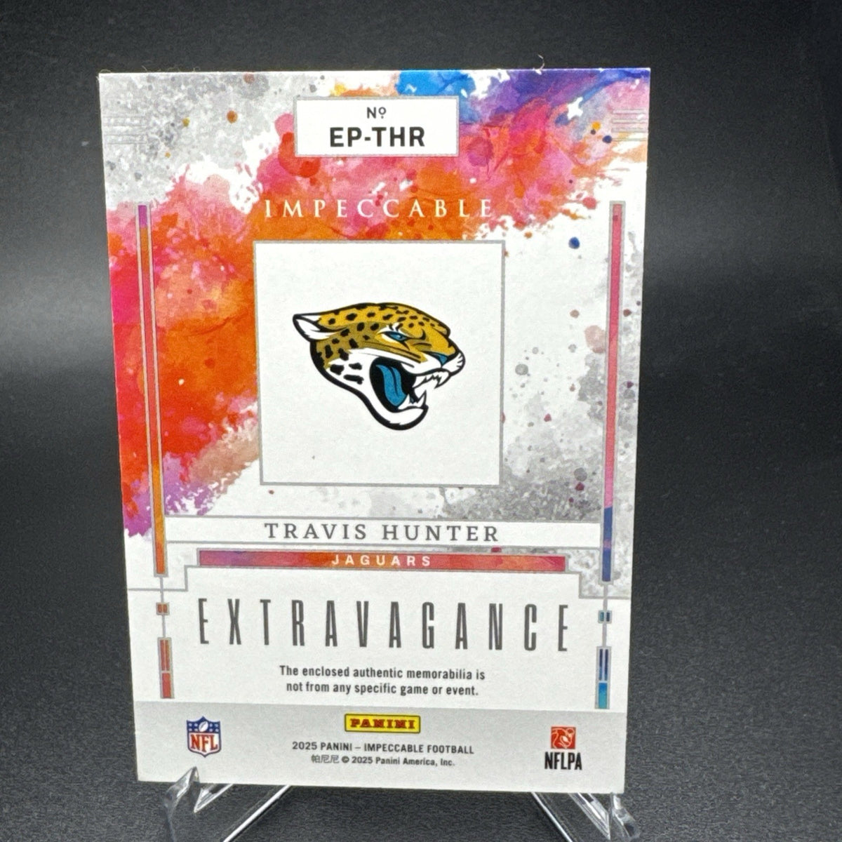 2025 Panini Impeccable Extravagance Patches Travis Hunter RC 1/25=1/1 EP-THR — photo 3 of 3