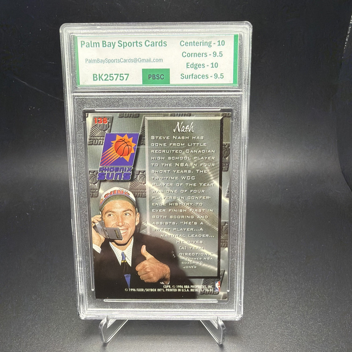 1996-97 Fleer Metal Steve Nash #138 (RC) Fresh Foundations PBSC 9.5 (1) — photo 2 of 2