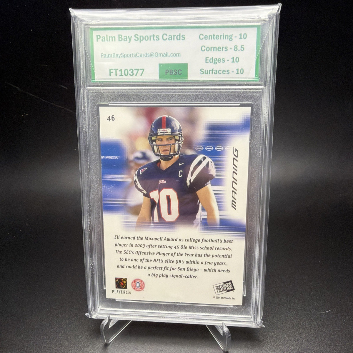 2004 Press Pass Eli Manning #46 Rookie RC PBSC 9.5 — photo 2 of 2