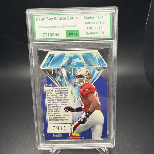 1995 CLASSIC PRO LINE SERIES II PRECISION CUTS #P18 JERRY RICE #/1250 PBSC 9.5 — photo 2 of 2