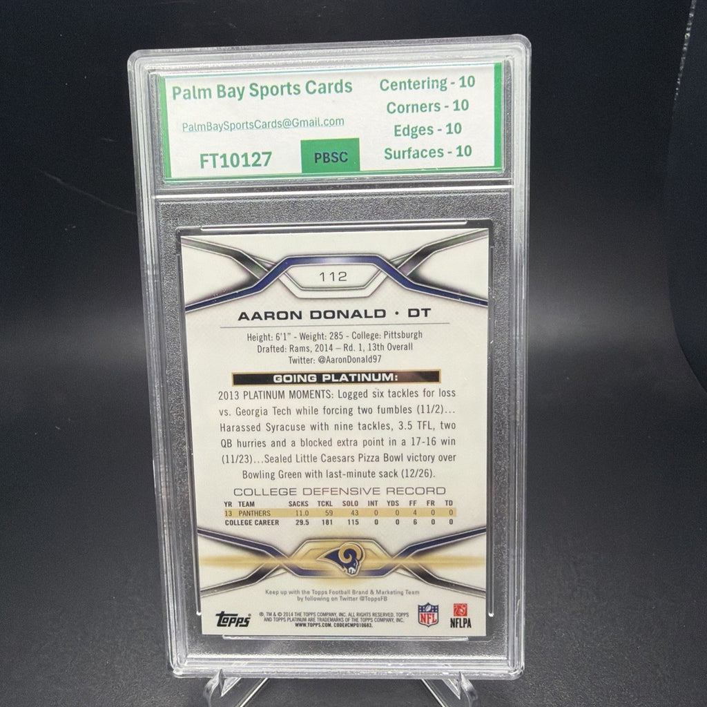 2014 Topps Platinum - Aaron Donald #112 Rookies X-Fractor (RC) PBSC 10 — photo 2 of 2