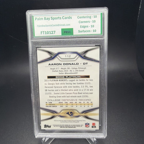 2014 Topps Platinum - Aaron Donald #112 Rookies X-Fractor (RC) PBSC 10 — photo 2 of 2