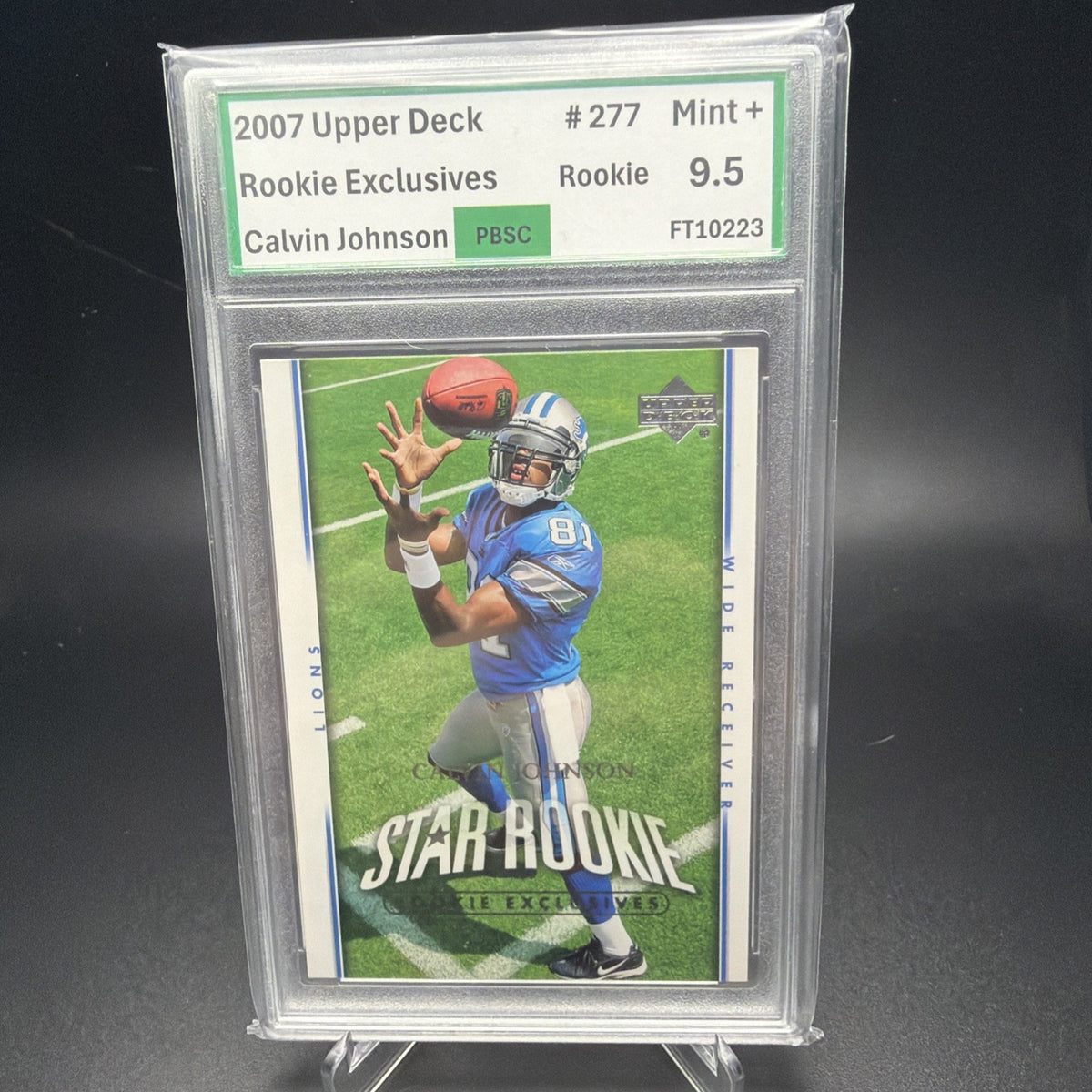 2007 Upper Deck Star Rookie Calvin Johnson #277 Rookie Exclusives (RC) PBSC 9.5 — photo 1 of 2