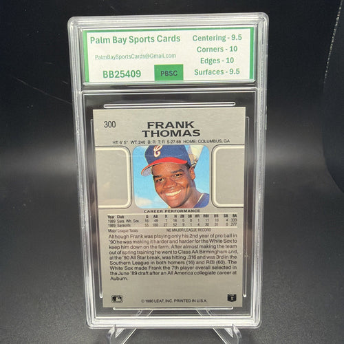 1990 Leaf #300 Frank Thomas ROOKIE RC PBSC 9.5 Baseball Card MLB White Sox — photo 2 of 2