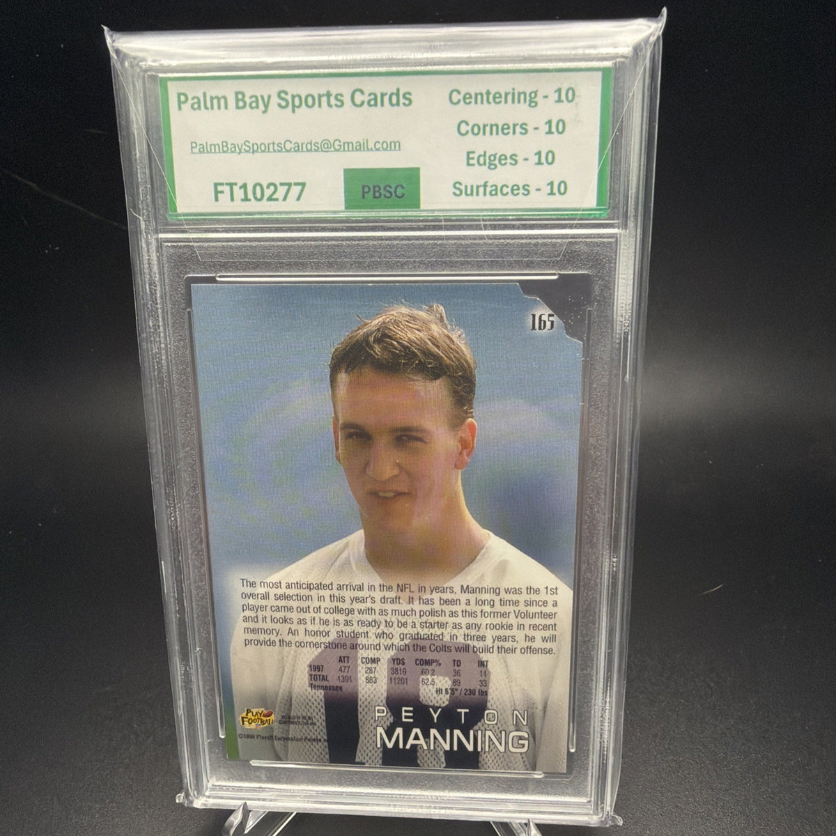 Peyton Manning 1998 Playoff Absolute #165 RC PBSC 10 — photo 2 of 2