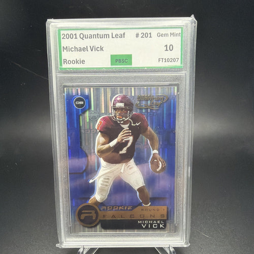 2001 Quantum Leaf - Rookie Michael Vick #201 (RC) PBSC 10 — photo 1 of 2