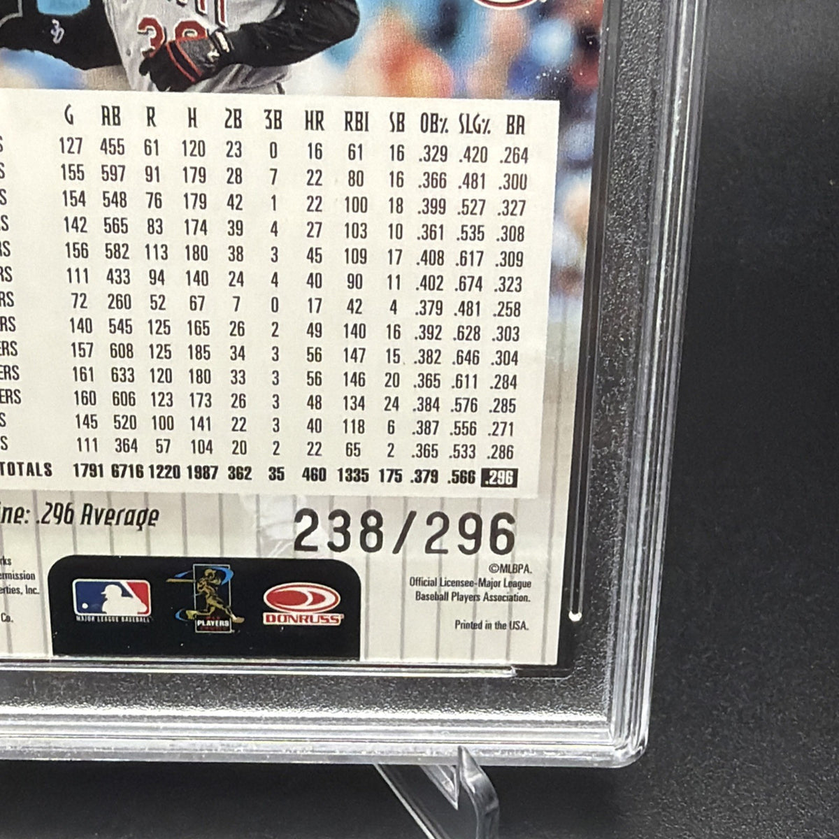 2002 Donruss Career Stat Line #79 Ken Griffey Jr. /296 PBSC 9.5 — photo 3 of 3
