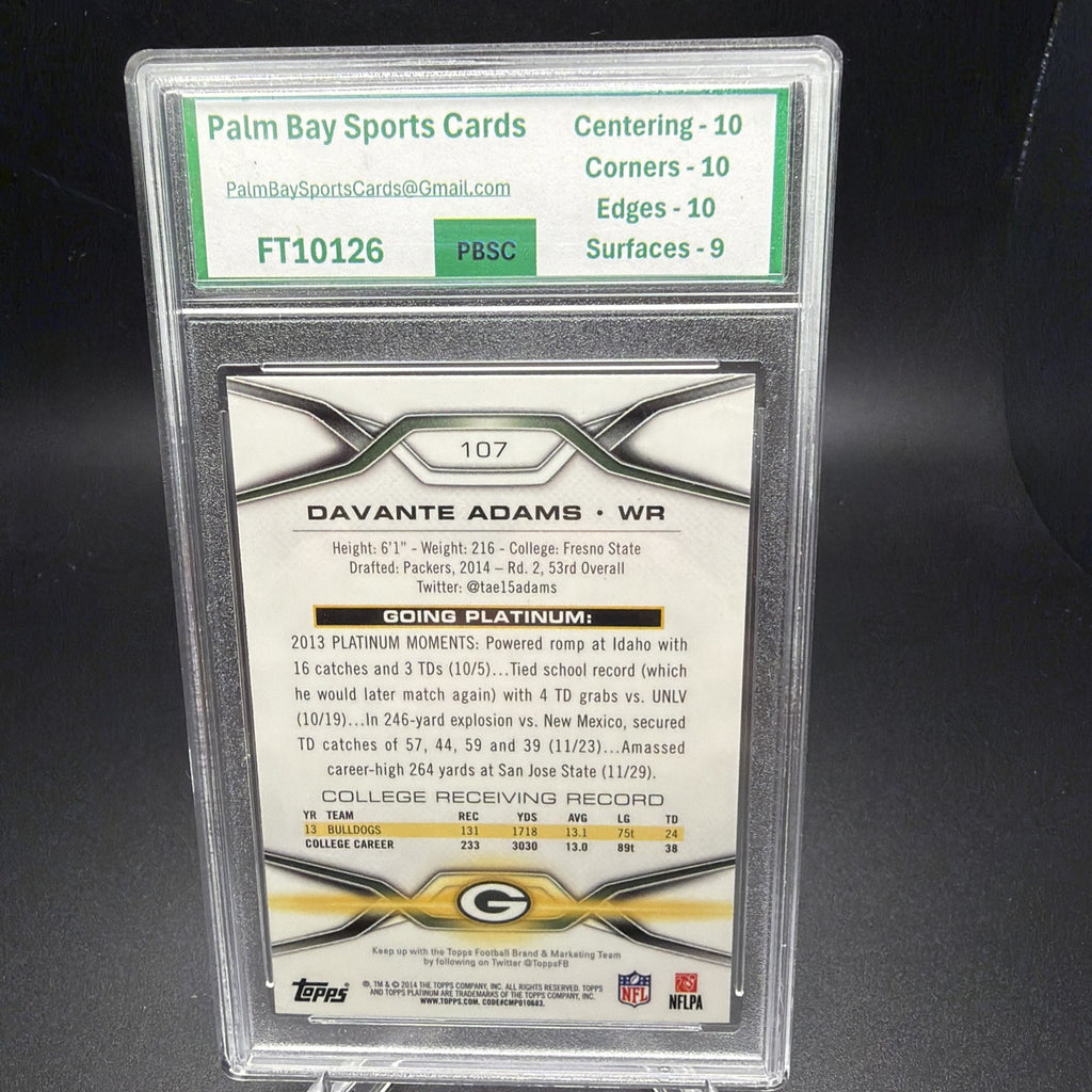 DAVANTE ADAMS (RC) 2014 Topps Platinum #107 (X-FRACTOR) PBSC 9.5 Rookie — photo 2 of 2