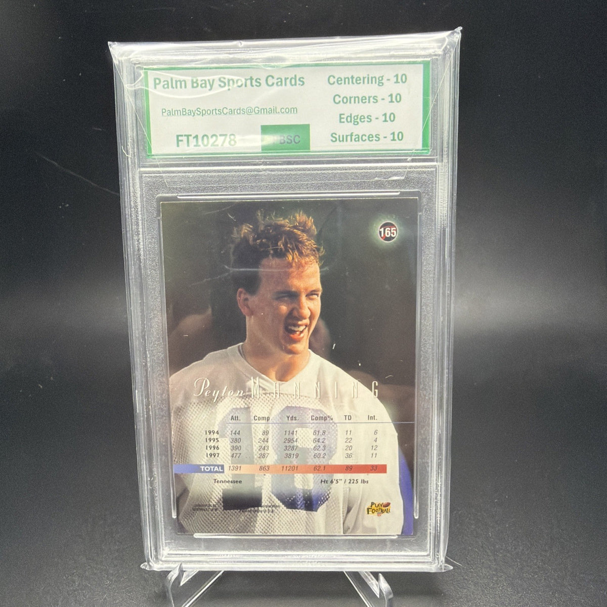1998 Playoff Prestige Retail Peyton Manning ROOKIE RC #165 PBSC 10 (1) — photo 2 of 2