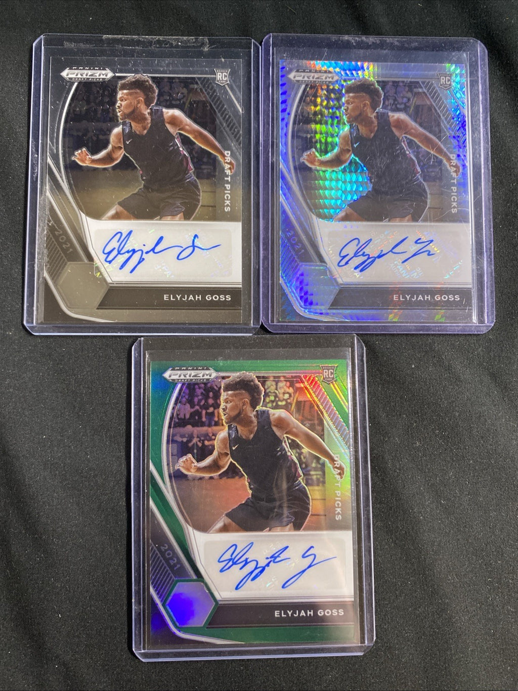 2021 Panini Prizm Draft Picks Elijah Goss RC Auto Rainbow — photo 2 of 15