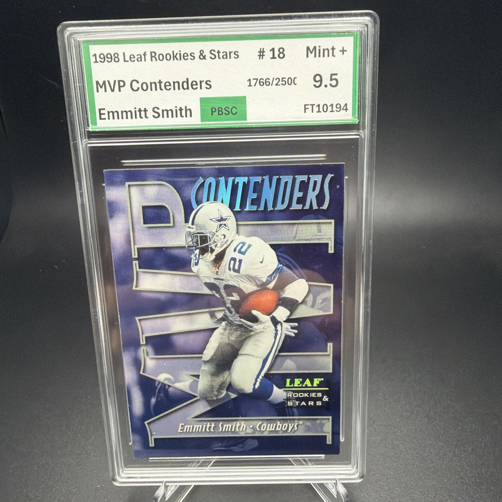 1998 Leaf Rookies & Stars #18 Emmitt Smith MVP Contenders #/2500 PBSC 9.5 — photo 1 of 2