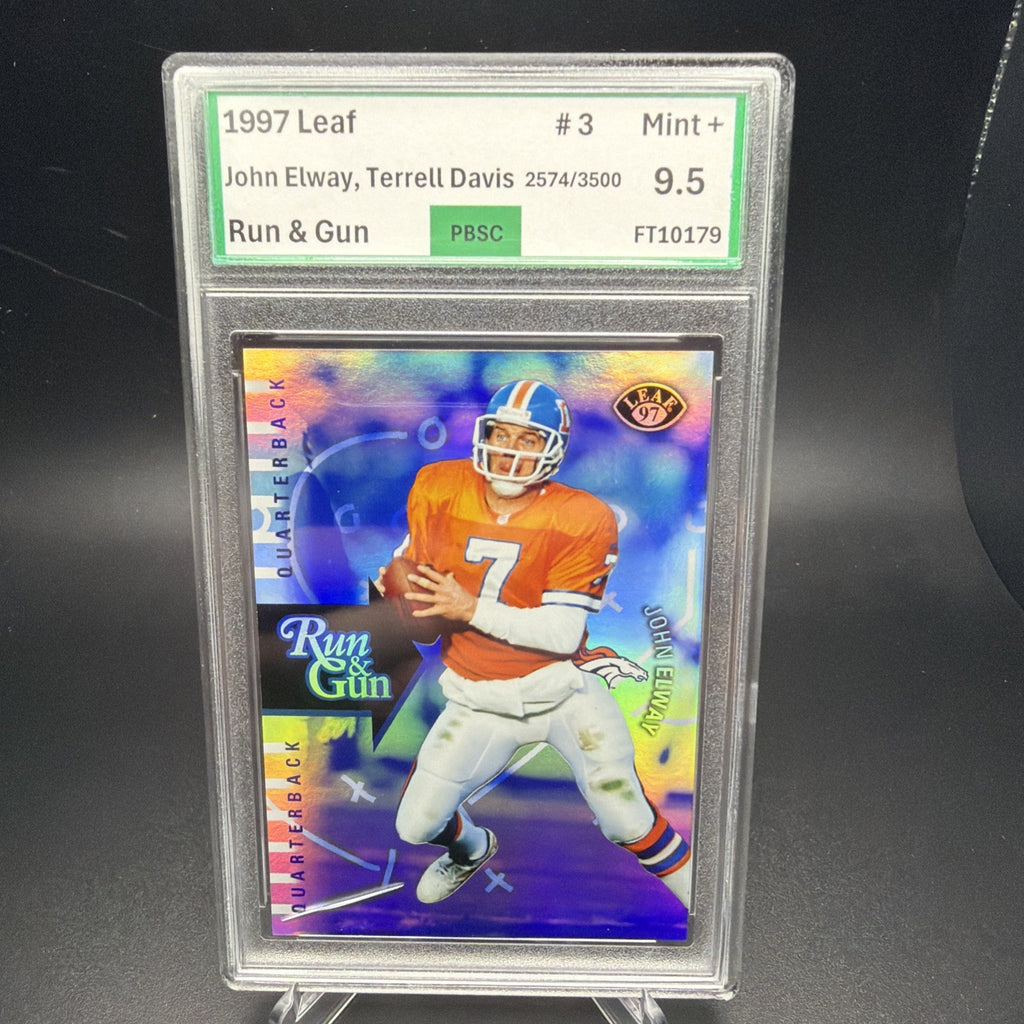 1997 Leaf Run And Gun Elway/Davis /3500 PBSC 9.5 — photo 1 of 3
