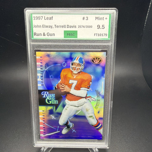 1997 Leaf Run And Gun Elway/Davis /3500 PBSC 9.5 — photo 1 of 3