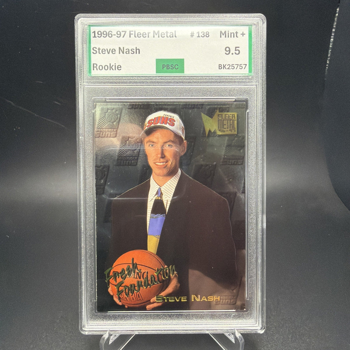 1996-97 Fleer Metal Steve Nash #138 (RC) Fresh Foundations PBSC 9.5 (1) — photo 1 of 2