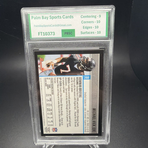 2001 BOWMAN MICHAEL VICK RC # 200 ROOKIE ATLANTA FALCONS PBSC 9.5 — photo 2 of 2